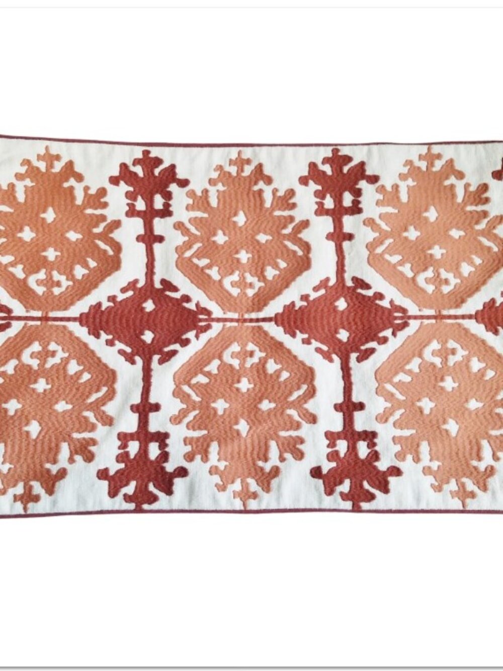 Williams Sonoma Textured Embroidered Linen Lumbar Pillow Cover 14 x 22 Moroccan